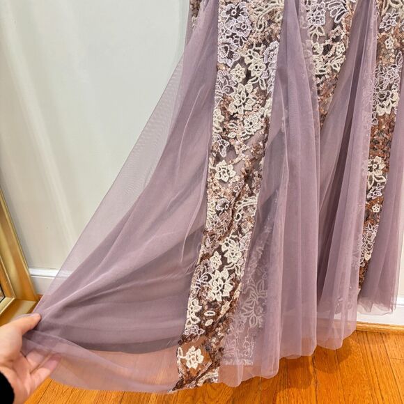 Alex Evenings NWT Purple Brown Lace Dress Gown sz 8 Elegant Formal Wedding MotB - Picture 6 of 13